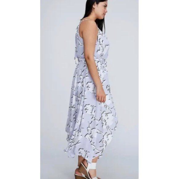 Size‎ 22 3X ABSTRACT PRINT HALTER ASYMMETRICAL DRESS W/TIE + POCKETS Plus Size - Picture 3 of 6